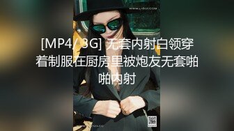 [MP4/ 3G] 无套内射白领穿着制服在厨房里被炮友无套啪啪内射