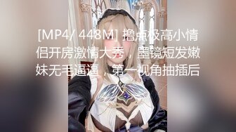 [MP4/ 448M] 撸点极高小情侣开房激情大秀，墨镜短发嫩妹无毛逼逼，第一视角抽插后入