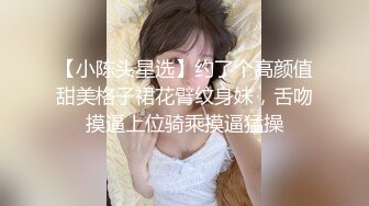 【小陈头星选】约了个高颜值甜美格子裙花臂纹身妹，舌吻摸逼上位骑乘摸逼猛操